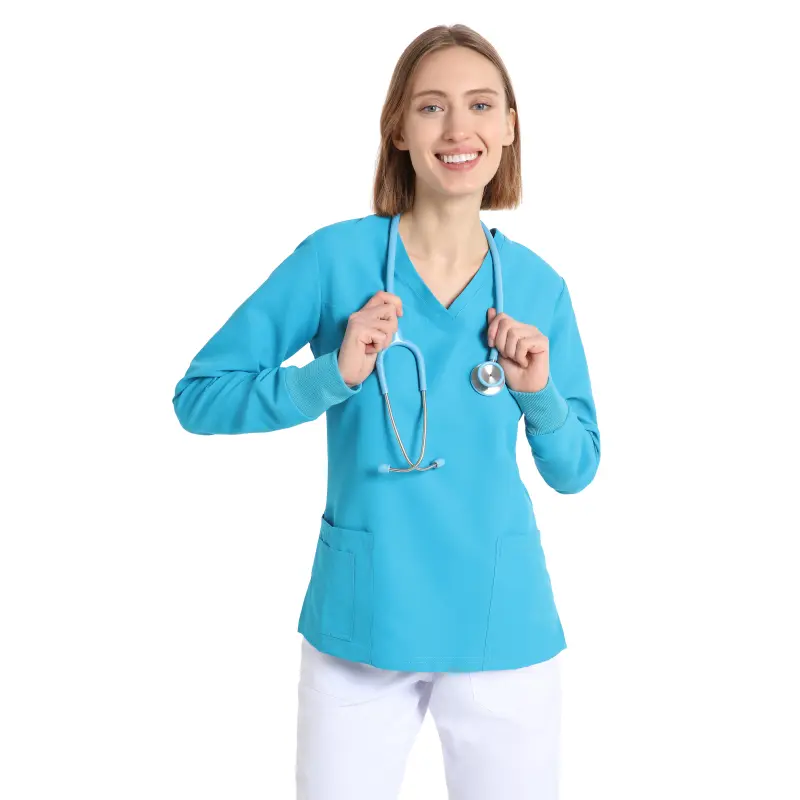 Turquoise_Women's_Power_Long_Sleeve_NO_IRON_Tunic_42594