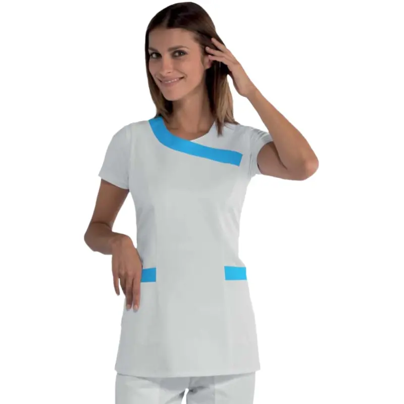 Veste de travail blanche et bleue au meilleur prix