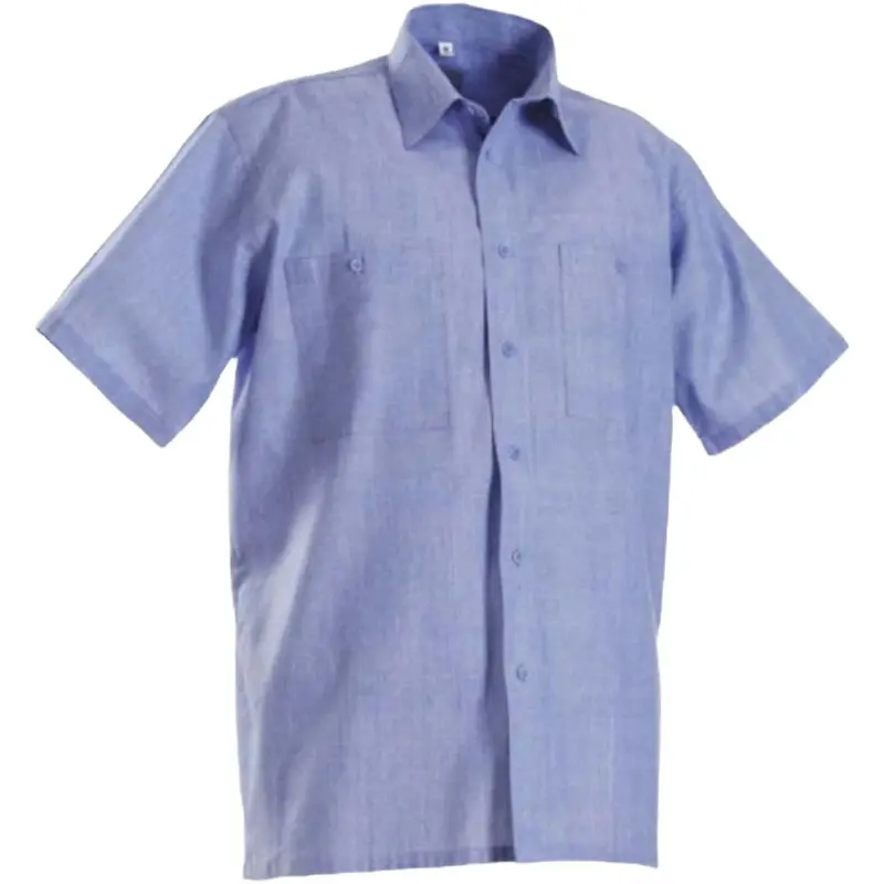 Chemise de travail  courte en coton bleu au meilleur prix