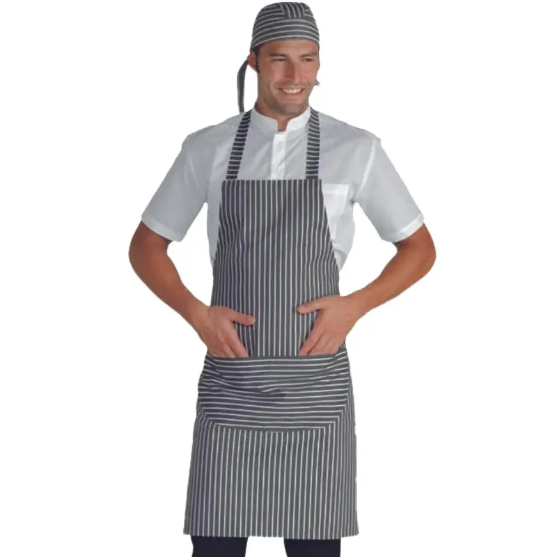 Delantal negro de rayas en venta online en oferta