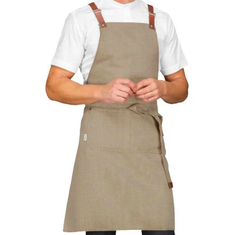 Grembiule Lungo Beige con Lacci in Pelle al miglior prezzo