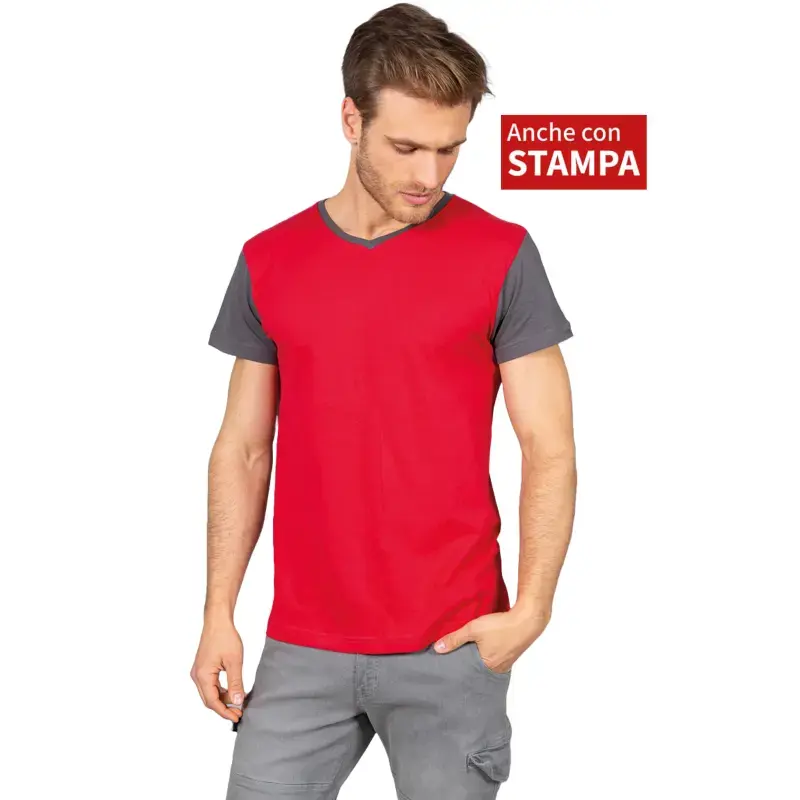 Biete zweifarbiges Arbeits-T-Shirt aus Baumwolle