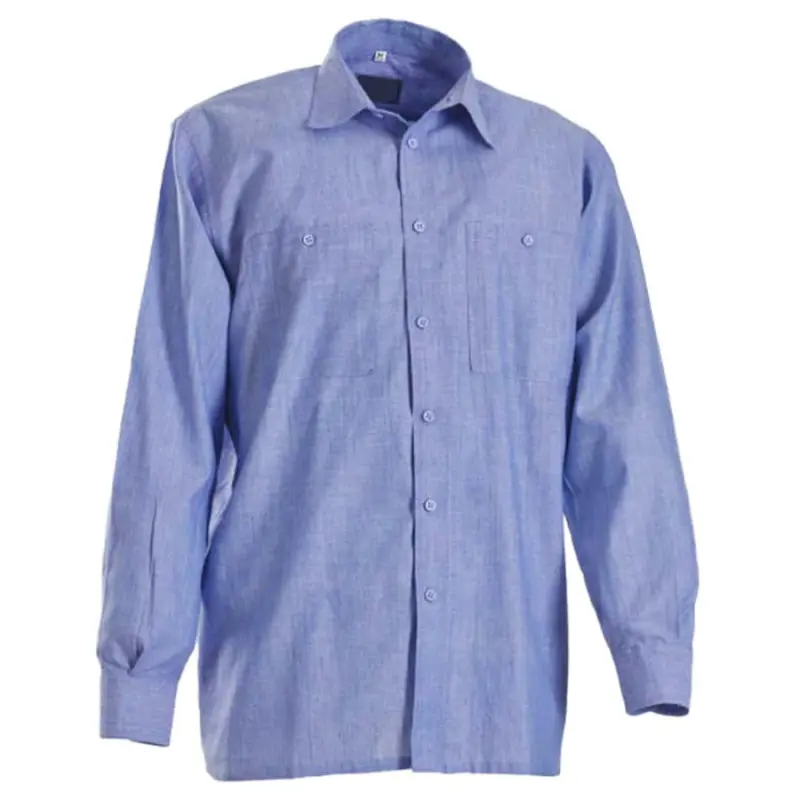 Camisa de trabajo de algodón azul claro en oferta para la venta online