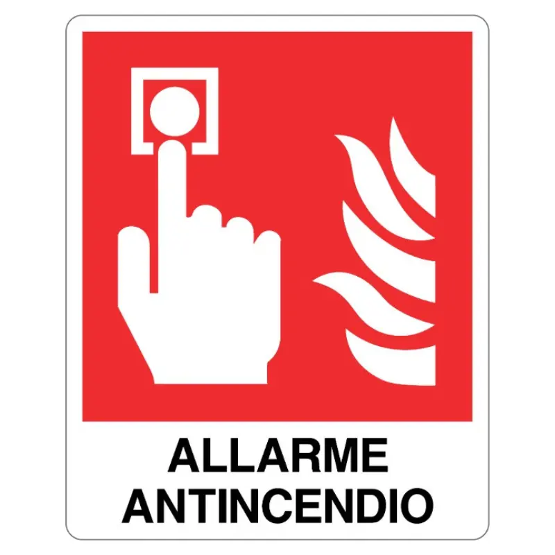 Cartello  all. allarme antincendio L. 400 x H. 500mm