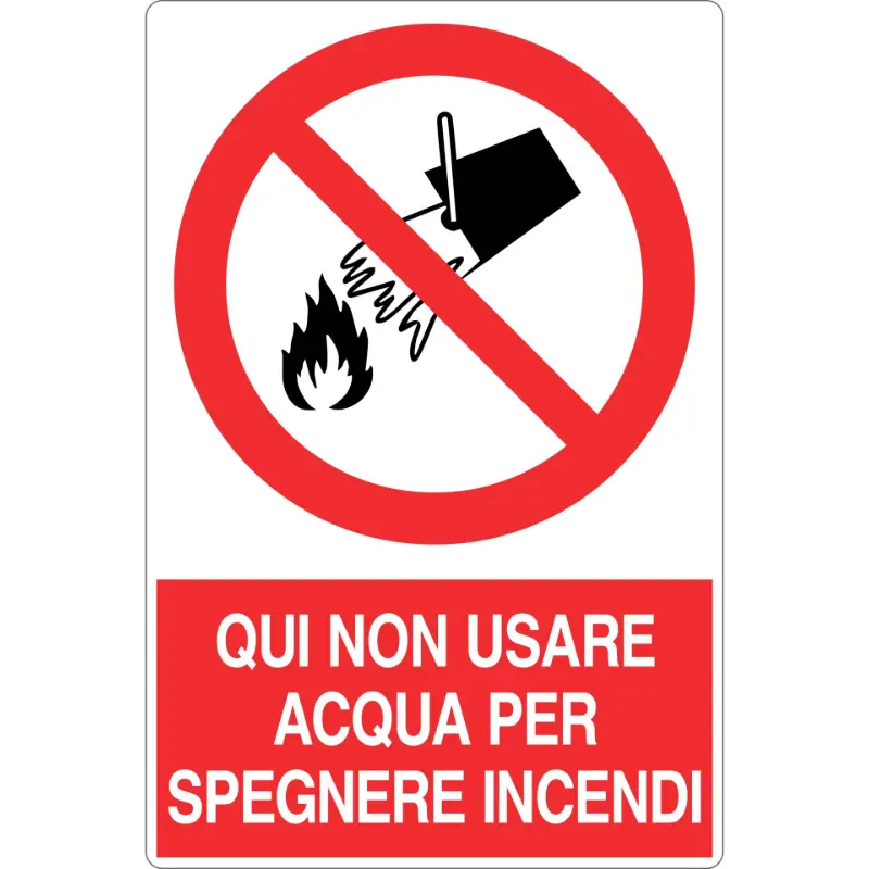 Cartello all. qui non usare acqua per spegnere incendi in offerta in vendita online